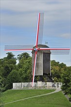 The wooden windmill Sint-Janshuismolen in Bruges