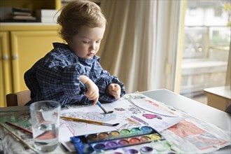 Topic: Child with watercolour painting. Encourage creativity