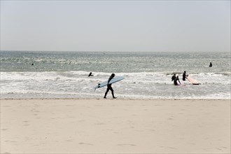 Surfers in Haeundae Bay Beach
