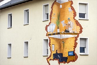 House with funny wall painting