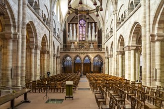 Interior and organ of the Basel Minster in Basel