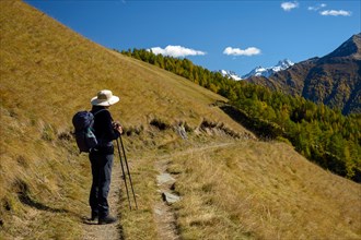 Mountaineer on a hike in Hohe Tauern National Park
