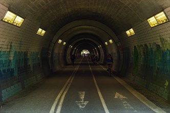Pedestrian and cyclist tunnel using the north portal of the Schlossberg tunnel in Tuebingen