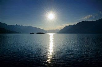 Sunshine over lake Lago Maggiore