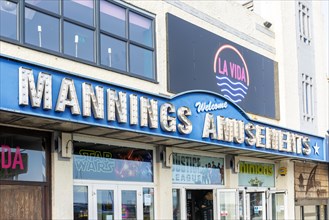 Sign for Mannings amusementa centre arcade