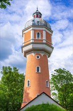 The historic water tower built in neo-baroque style in Kollmanspark and landmark of Neu-Ulm