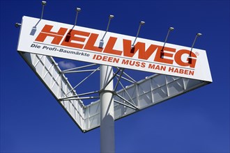 Company sign of the Hellweg DIY store