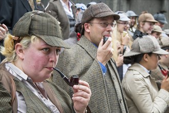 Guinness Worlds Record attempt for the greatest number of people dressed as Sherlock Holmes in one place. on 19.07.2014 at University College London