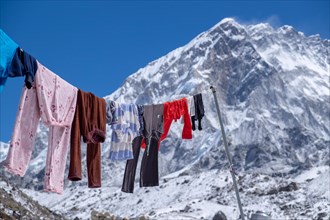 Laundry drying on a clothesline