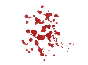 Digitally rendered blood splatter stain isolated on white background