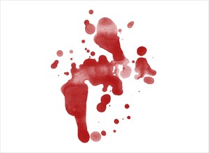 Digitally rendered blood splatter stain isolated on white background