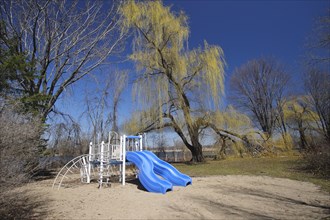 Blue slide on a playground