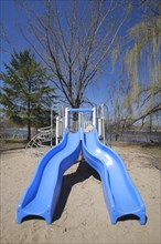 Blue slide on a playground