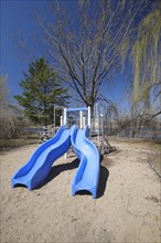 Blue slide on a playground