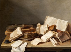 Still Life with Books and a Violin
