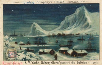 The yacht Hohenzollern passes the Lofoten Islands