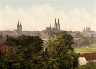 City panorama with cathedral of Halberstadt