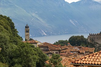 View over the roofs of Thenn on Lake Garda in the municipality of Riva del Garda of the province of Trentino Northern Italy Europe
