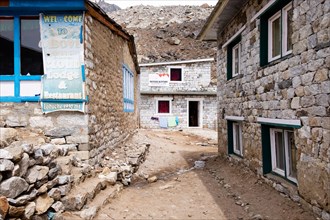 Impressions of a village at 4930m in Nepal during the trek to Everest BaseCamp