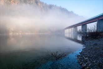 Sylvenstein Bridge in the fog
