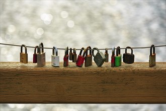 Love locks on the bridge railing
