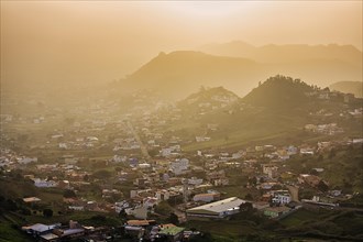 View from Mirador de Jardina of a mountain village in the valley