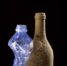 Old bottle and plastic bottle