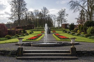 Planting and water feature in Annevoie Castle Garden