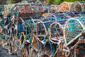 Lobster baskets in the harbour of Seahouses