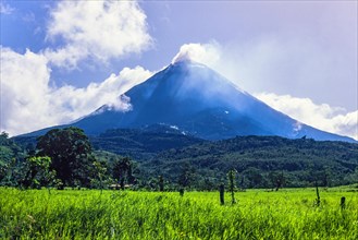 Active Volcano that has an eruption in the rainforest