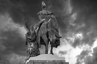 Kaiser Wilhelm Monument at the German Corner with rain clouds