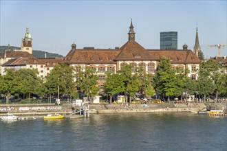 Theobald Baerwart Schoolhouse in Kleinbasel and the Rhine in Basel