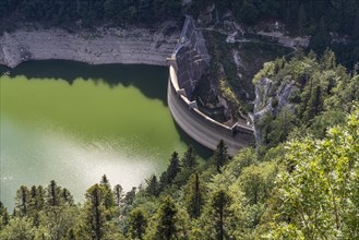 Châtelot des Doubs dam Lac des Moron reservoir between Switzerland and France