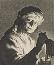 Woman with an empty purse and a candle