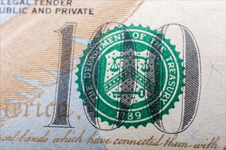 The fragment of 100 dollar bill