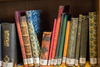 Bookshelf with old Turkish Ottoman handwriting books