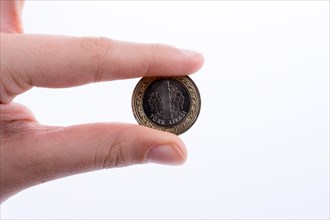 Turkish coin one Turkish Lira in hand