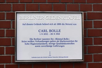 Berlin commemorative plaque for Carl Bolle