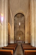 Interior view of Romanesque St-Michel church built ca