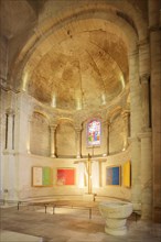 Interior view of the chancel of the Romanesque Notre-Dame church
