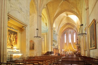 Interior view with painting of St-Sauveur Cathedral