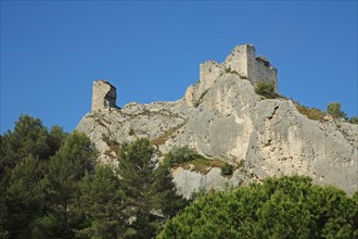 Ruin on the mountain with rocks