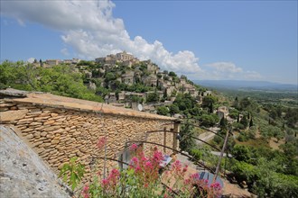 View of townscape from mountain village Gordes
