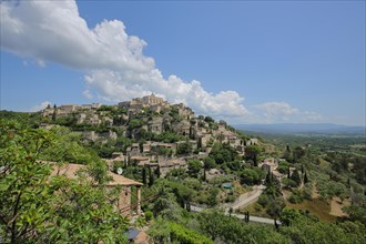 View of townscape from the mountain village of Gordes