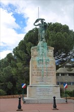 War memorial to WW1 and WW2 with figure