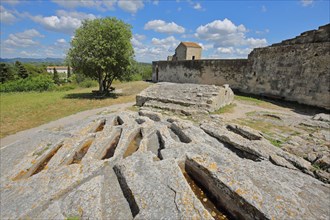 Stone tombs of the Romanesque monastery Abbaye de Montmajour