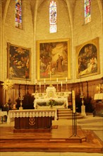 Altar room with painting of the Romanesque St Ägidius Abbey Church