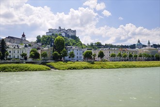 View across the Salzach to the Hohen Salzburg Fortress