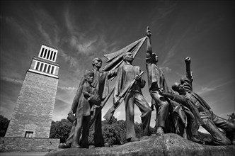 Memorial bell tower and group of figures by Fritz Cremer