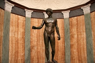 Roman bronze statue inside Getty Villa